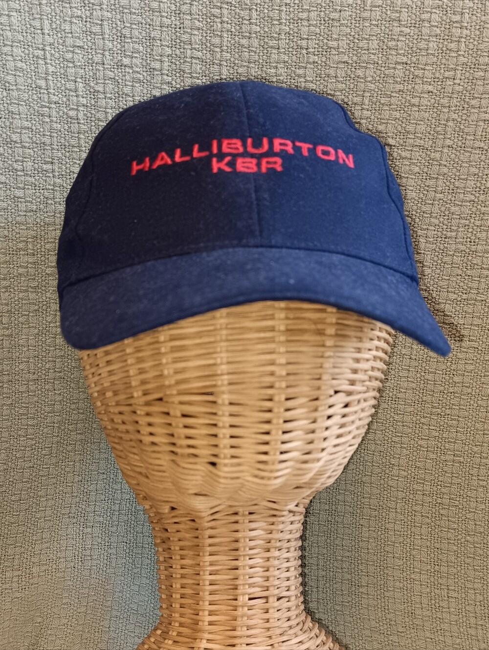 RARE Vtg Halliburton KBR Hat Navy Blue Corporate Oilfield Texas Cap Art Headwear